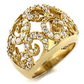 9W070 - Gold Brass Ring with AAA Grade CZ in Clear
