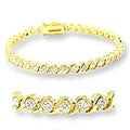 47204 - Gold Brass Bracelet with AAA Grade CZ in Clear