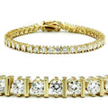 47205 - Gold Brass Bracelet with AAA Grade CZ in Clear