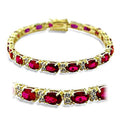 415505 - Gold Brass Bracelet with Synthetic Garnet in Ruby