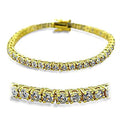 415904 - Gold Brass Bracelet with AAA Grade CZ in Clear