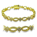 416006 - Gold Brass Bracelet with AAA Grade CZ in Clear