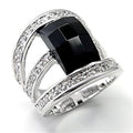 7X055 - Rhodium Brass Ring with AAA Grade CZ in Jet