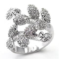 7X105 - Rhodium Brass Ring with AAA Grade CZ in Clear