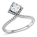 DA136 - High polished (no plating) Stainless Steel Ring with AAA Grade CZ in Clear
