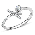 DA145 - High polished (no plating) Stainless Steel Ring with AAA Grade CZ in Clear