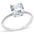 DA008 - High polished (no plating) Stainless Steel Ring with Cubic in Clear