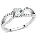 DA004 - High polished (no plating) Stainless Steel Ring with AAA Grade CZ in Clear