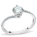 DA013 - High polished (no plating) Stainless Steel Ring with AAA Grade CZ in Clear