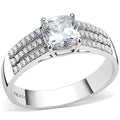 DA020 - High polished (no plating) Stainless Steel Ring with Cubic in Clear