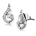 DA074 - High polished (no plating) Stainless Steel Earrings with AAA Grade CZ in Clear