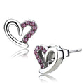 DA082 - High polished (no plating) Stainless Steel Earrings with AAA Grade CZ in Ruby