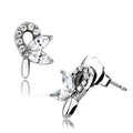 DA087 - High polished (no plating) Stainless Steel Earrings with AAA Grade CZ in Clear