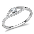 DA108 - High polished (no plating) Stainless Steel Ring with AAA Grade CZ in Clear