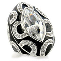 9W160 - Rhodium Brass Ring with AAA Grade CZ in Clear
