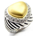 7X246 - Matte Gold & Rhodium 925 Sterling Silver Ring with AAA Grade CZ in Clear