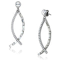 TK1806 - High polished (no plating) Stainless Steel Earrings with Top Grade Crystal in Clear