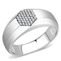 DA281 - High polished (no plating) Stainless Steel Ring with AAA Grade CZ in Clear