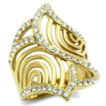 GL296 - IP Gold(Ion Plating) Brass Ring with Top Grade Crystal in Clear