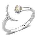 DA358 - High polished (no plating) Stainless Steel Ring with AAA Grade CZ in Champagne