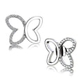 DA209 - High polished (no plating) Stainless Steel Earrings with AAA Grade CZ in Clear