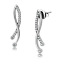 DA184 - High polished (no plating) Stainless Steel Earrings with AAA Grade CZ in Clear