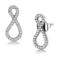 DA186 - High polished (no plating) Stainless Steel Earrings with AAA Grade CZ in Clear
