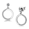 DA180 - High polished (no plating) Stainless Steel Earrings with AAA Grade CZ in Clear