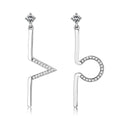 DA191 - High polished (no plating) Stainless Steel Earrings with AAA Grade CZ in Clear