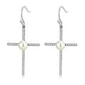 DA192 - High polished (no plating) Stainless Steel Earrings with Synthetic Pearl in White