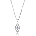 DA228 - High polished (no plating) Stainless Steel Chain Pendant with AAA Grade CZ in Clear