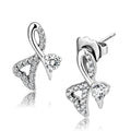 DA204 - High polished (no plating) Stainless Steel Earrings with AAA Grade CZ in Clear