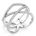 DA381 - High polished (no plating) Stainless Steel Ring with AAA Grade CZ in Clear