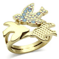 GL277 - IP Gold(Ion Plating) Brass Ring with Top Grade Crystal in Multi Color