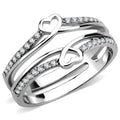 DA242 - High polished (no plating) Stainless Steel Ring with AAA Grade CZ in Clear
