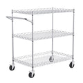 3-Tier Utility Cart Rolling Cart on Wheels 30"x18"x32.4" 661 LBS 6 Hooks