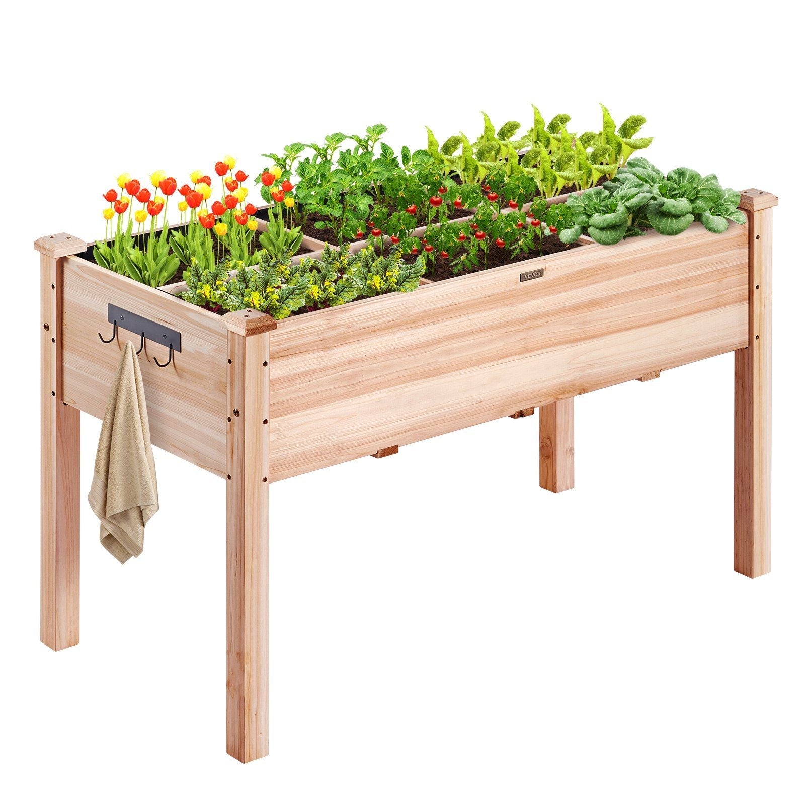 Wooden Raised Garden Bed Planter Box 47.2x22.8x30" Flower Vegetable Herb