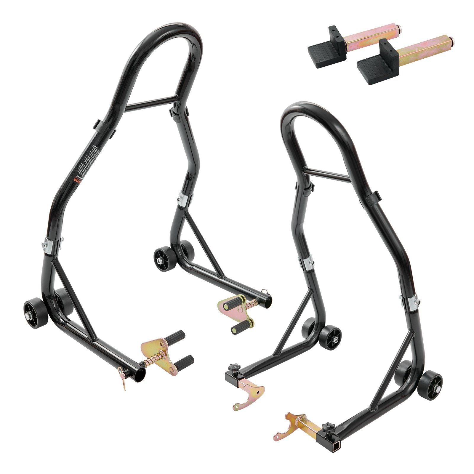 Motorcycle Stand Lift, 850lbs Front Rear Combo Stand Lift Stand, Front and Rear Wheel Fork Stand, U+L Fork Swingarm Spool, Compatible with Most Yamaha Honda Kawasaki Suzuki Motorcycles, Black