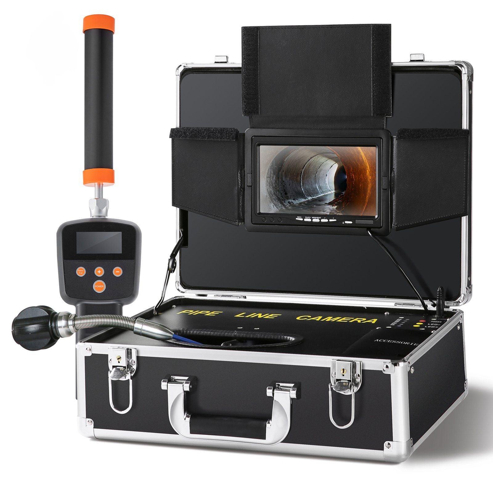 Sewer Camera with 512Hz Locator,100 ft/30 m, 7" Pipeline Inspection Camera with DVR Function, IP68 Camera with 12 Adjustable LEDs, A 16 GB SD Card for Sewer Line, Home, Duct Drain Pipe Plumbing