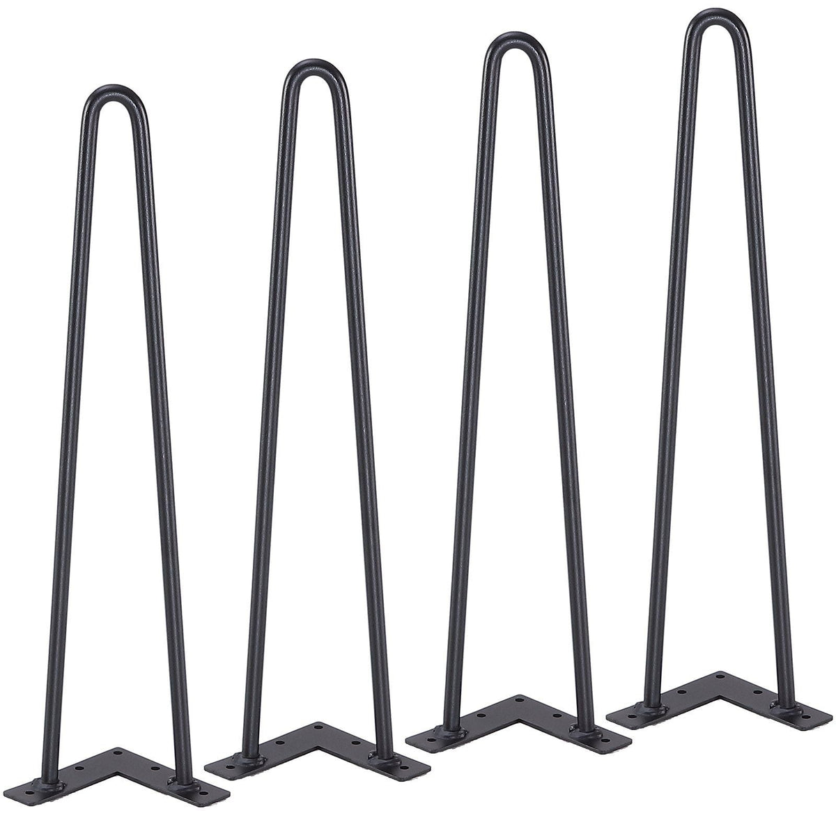 19" Hairpin Furniture Legs, Metal Home DIY Projects for Nightstand, Coffee Table, Desk, 500lbs Load Capacity with Rubber Floor Protectors, Metal Heavy Duty Sturdy Modern Table Legs, 4PCS Black
