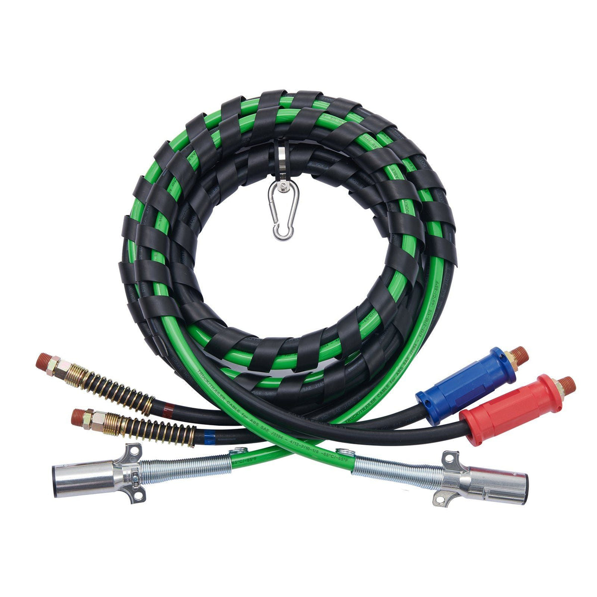 15FT Semi Truck Air Lines Kit with 2PCS Glad Hands, 3-in-1 Air Hoses & 7 Way ABS Electric Power Line, with 2PCS Gladhand Handles, 4PCS Seals and Tender Spring Kit for Semi Truck Trailer Tractor