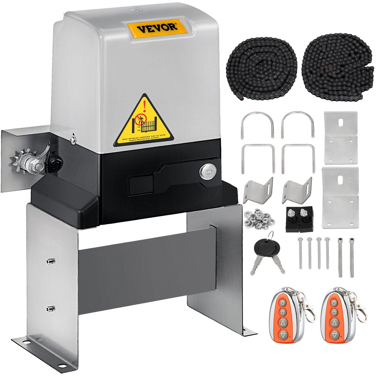 Automatic Sliding Gate Opener 1400LBS with 2 Remote Controls, Gate Operator Hardware Kit for Security, Move Speed 40ft Per Min, Electric Rolling Driveway Slide Gate Motor