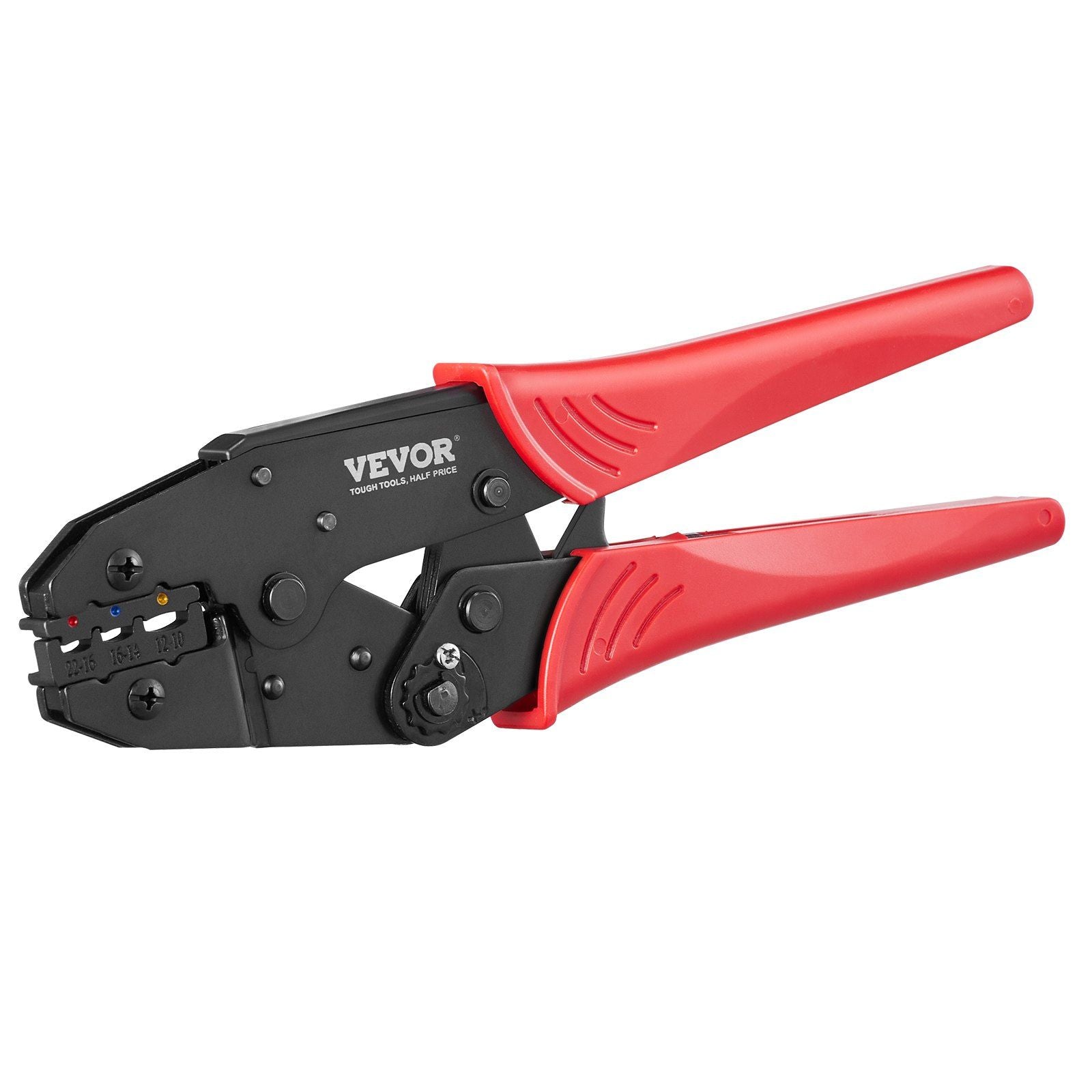 Ratcheting Crimping Tool Set For Insulated Electrical Connectors AWG22-10 with Wire Stripper and 210pcs Heat Shrink Tubes Labor-Saving Ratcheting Wire Crimp Pliers