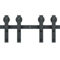 8FT Sliding Barn Door Hardware Kit, 330LBS Heavy Duty Barn Door Track Kit for Double Doors, Fit 3.7-4.3FT Total Wide and 1.3"-1.8" Thick 2 Door Panel, with Smooth & Silent Pulley (J Shape)