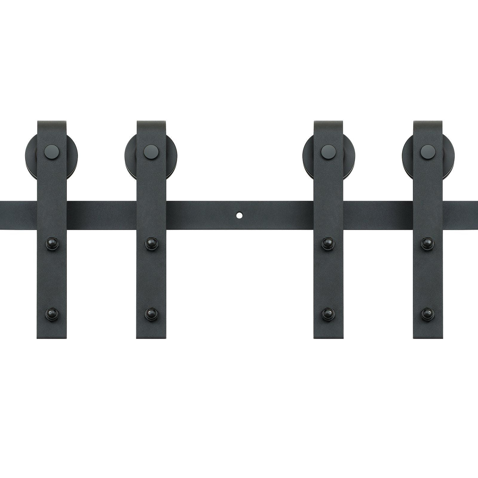 8FT Sliding Barn Door Hardware Kit, 330LBS Heavy Duty Barn Door Track Kit for Double Doors, Fit 3.7-4.3FT Total Wide and 1.3"-1.8" Thick 2 Door Panel, with Smooth & Silent Pulley (J Shape)
