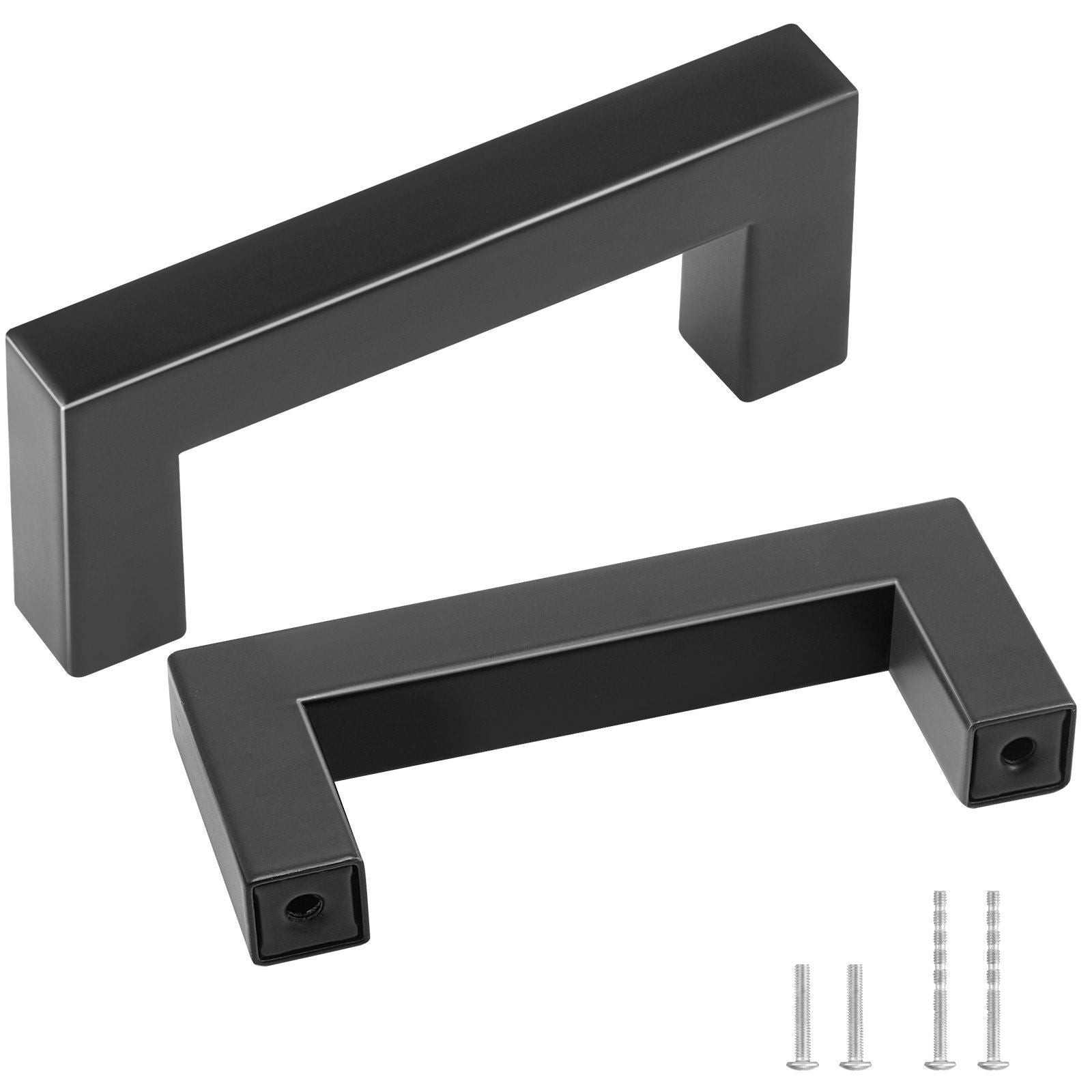 30 Pack Cabinet Pulls, 3in / 76mm Center to Center Slim Square Kitchen Cabinet Drawer, Stainless Steel Modern Kitchen Cupboard Door Handles for Kitchen Bathroom Bar Hardware Matte Black