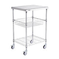 3-Tier Utility Cart Rolling Cart on Wheels 24"x20"x36.6" 470 LBS 6 Hooks