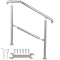 Stainless Steel Transitional Handrail fit for Level Surface and 2 to 3 Adjustable Stair Indoor Outdoor Step Railings 441lb Capacity W/Installation Kit Porch DIY, Silver