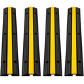 4 Pack of 1-Channel Rubber Cable Protector Ramps Heavy Duty 22046Lbs Load Capacity Cable Wire Cord Cover Ramp Speed Bump Driveway Hose Cable Ramp Protective Cover