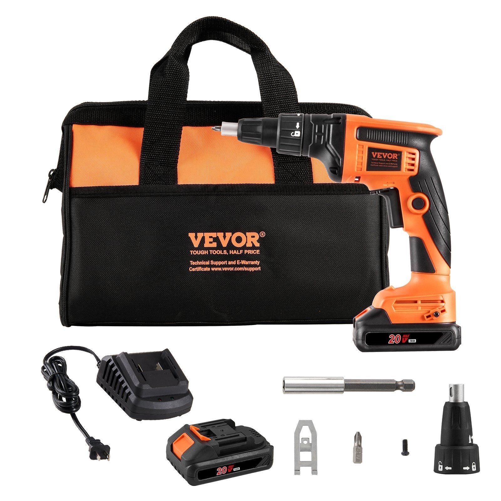 Drywall Screw Gun, 20V Max Drywall Screwgun, 4200RPM Brushless Cordless Drywall Gun Kit with 2 Battery Packs, Charger, Belt Clip, and Tool Bag, Forward and Reverse Adjustable, Built-in LED Light